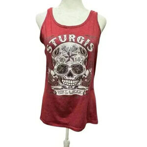 Sturgis Bike Week Skull & Bones Tank Top  Burgundy Size 2XL